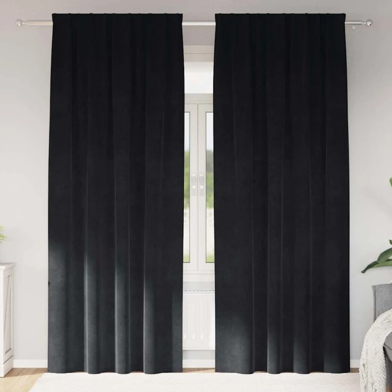 vidaXL Mørklægningsgardiner 2 stk, Sort 140 x 245 cm, Fløjl