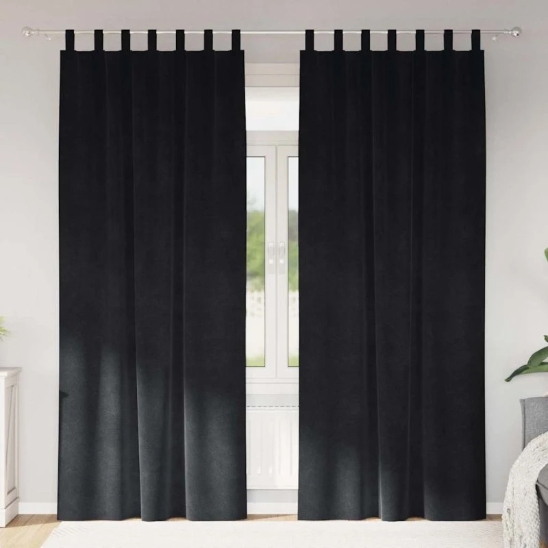 vidaXL Mørklægningsgardiner 2 stk, Sort, 140 x 245 cm, Fløjl