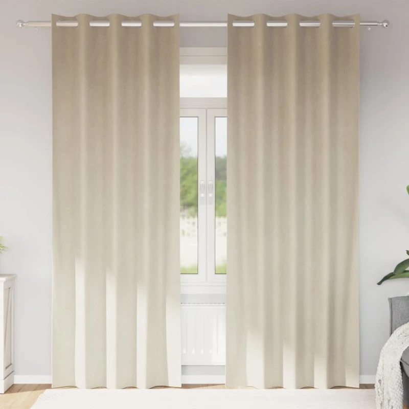 vidaXL Mørklægningsgardiner 2 stk Creme 140 x 225 cm Fløjl