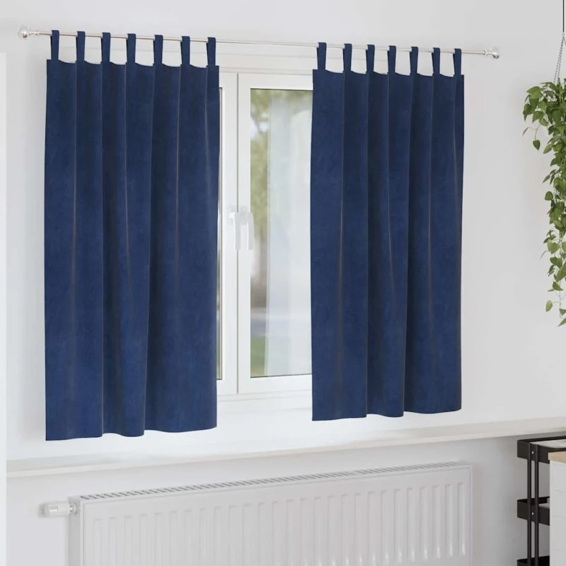 vidaXL Mørklægningsgardiner 2 stk Mørk Blå 140 x 175 cm Fløjl