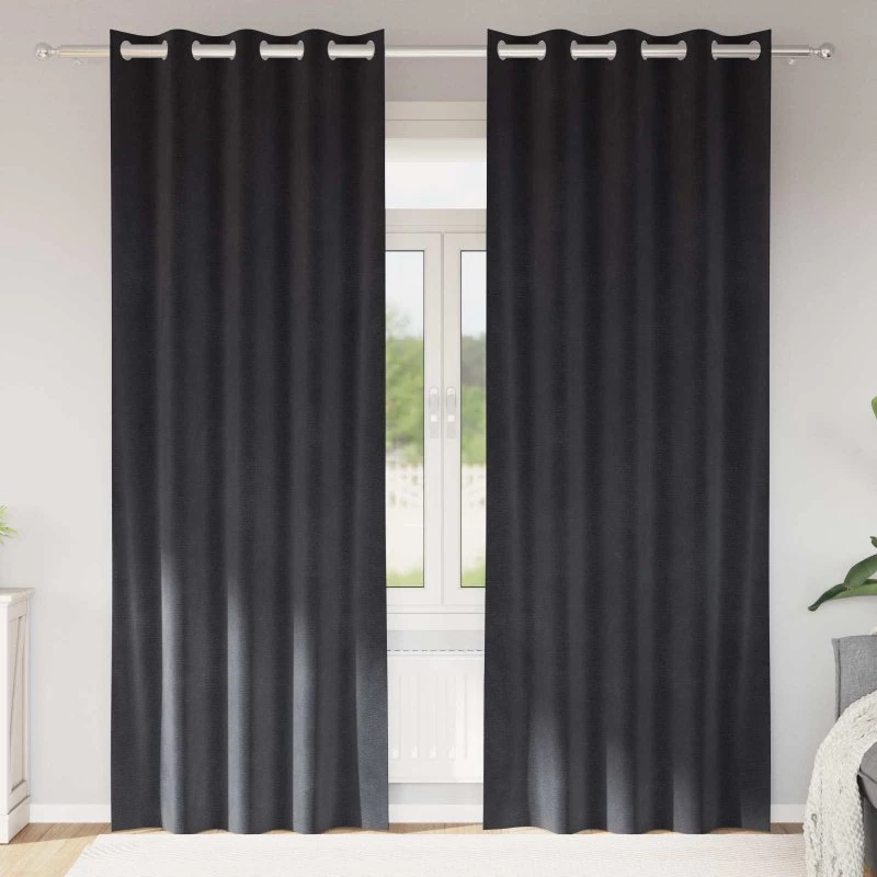 vidaXL Mørklægningsgardiner 2 stk, Mørkegrå, 140 x 245 cm, Fløjl