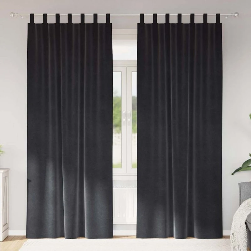 vidaXL Mørklægningsgardiner 2 stk Mørkegrå 140 x 245 cm Fløjl