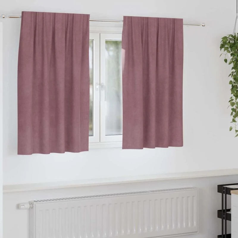 vidaXL Mørklægningsgardiner 2 stk, Mørk pink, 140 x 140 cm, Fløjl