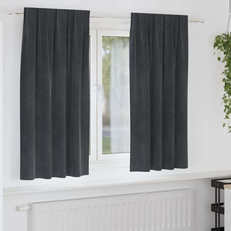 vidaXL Mørklægningsgardiner 2 stk Lysegrå 140 x 175 cm Fløjl
