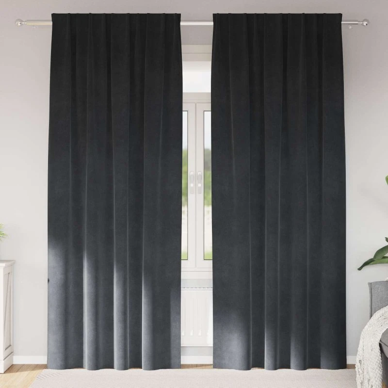 vidaXL Mørklægningsgardiner 2 stk Lysegrå 140 x 225 cm Fløjl
