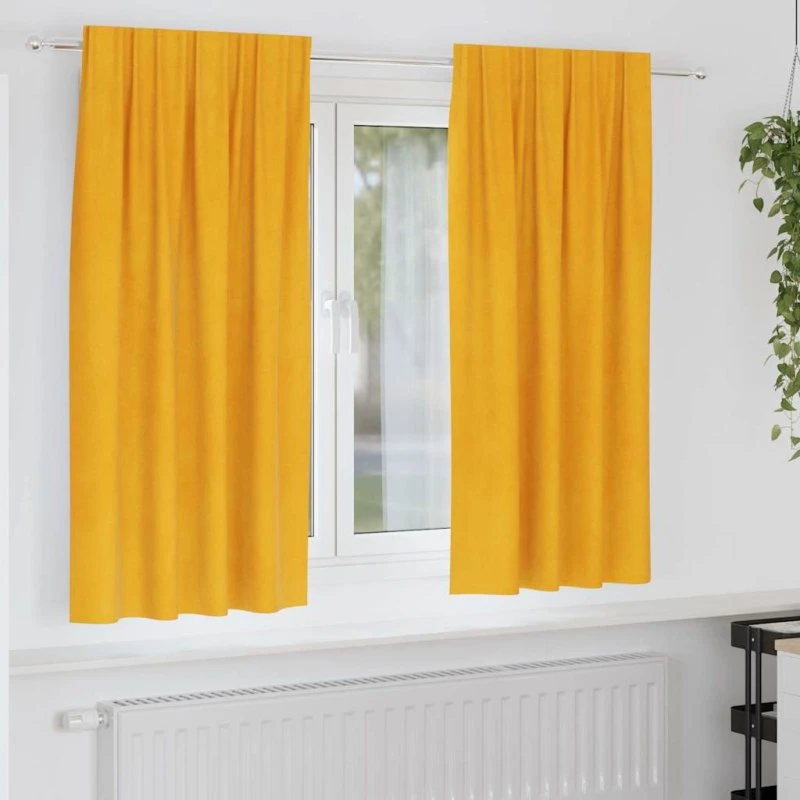 vidaXL Mørklægningsgardiner 2 stk Sennepsgul 140 x 175 cm Fløjl