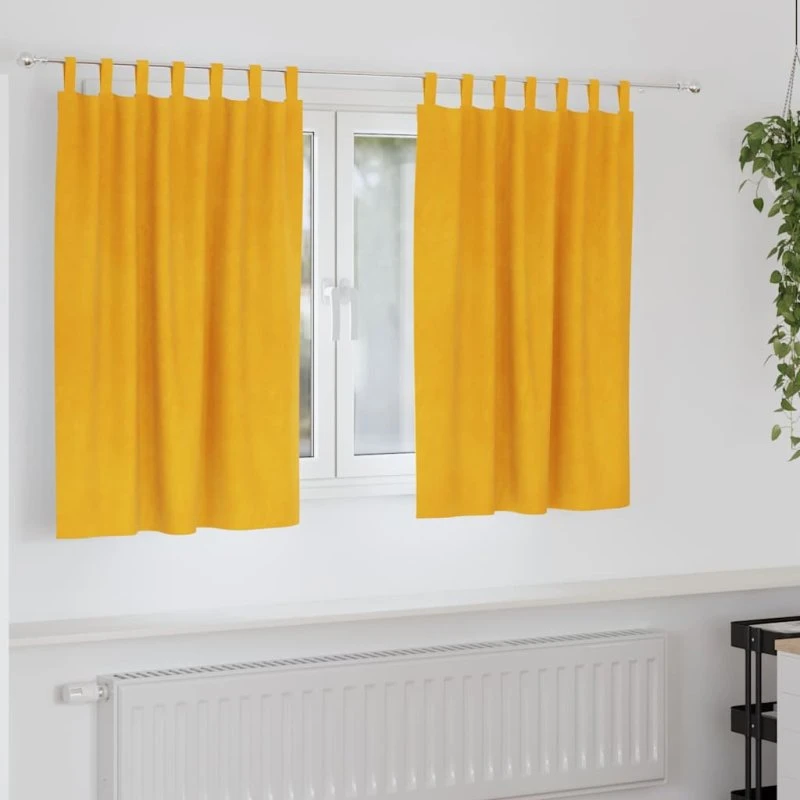 vidaXL Mørklægningsgardiner 2 stk Sennepsgul 140 x 140 cm Fløjl