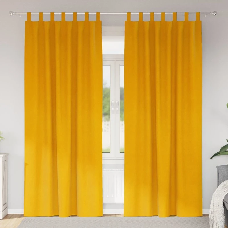 vidaXL Mørklægningsgardiner 2 stk Sennepsgul 140 x 225 cm Fløjl