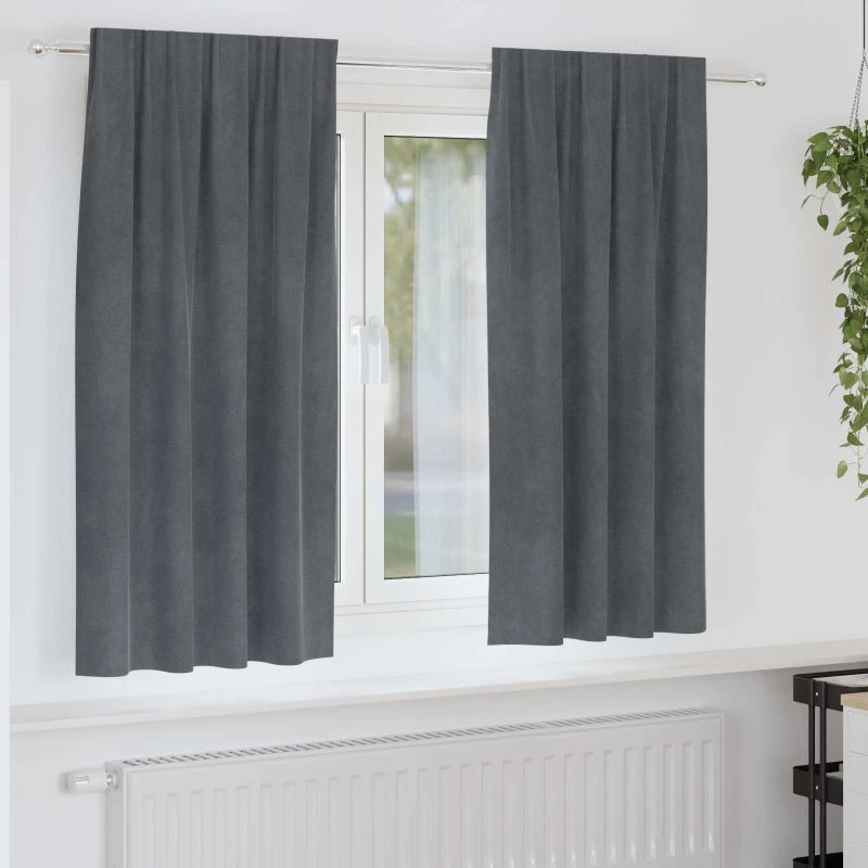 vidaXL Mørklægningsgardiner 2 stk Lysegrå 140 x 175 cm Fløjl