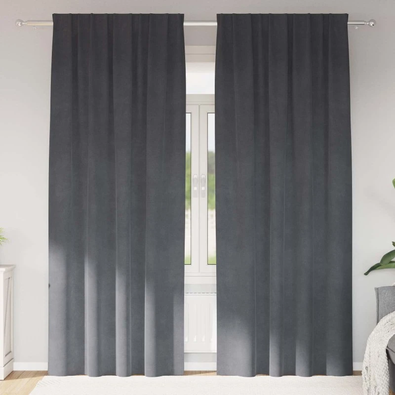 vidaXL Mørklægningsgardiner 2 stk Lysegrå 140 x 245 cm Fløjl