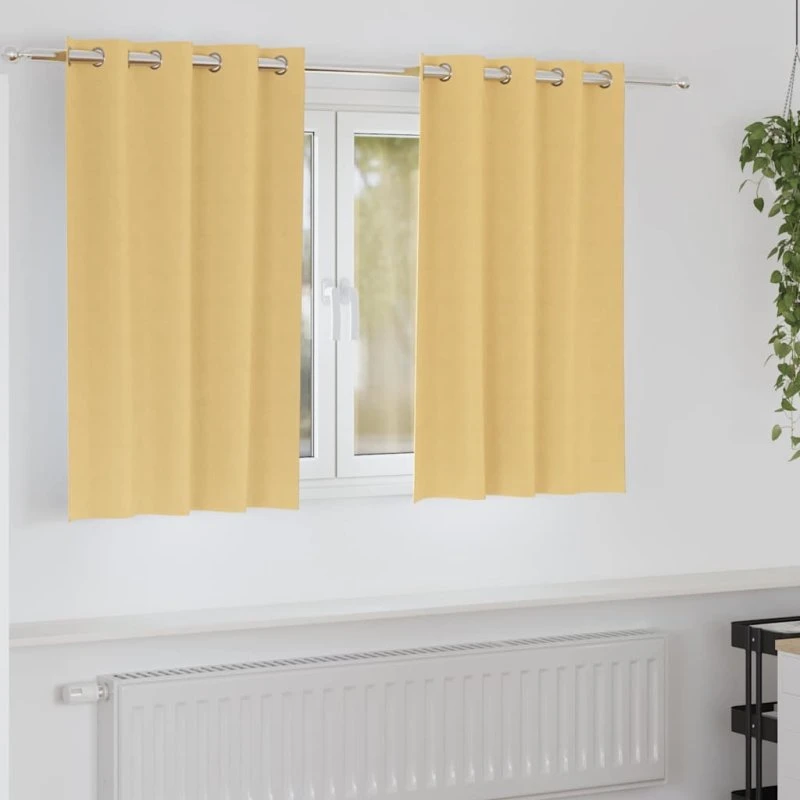 vidaXL Mørklægningsgardiner med Ringe 2 stk, Beige, 140 x 140 cm
