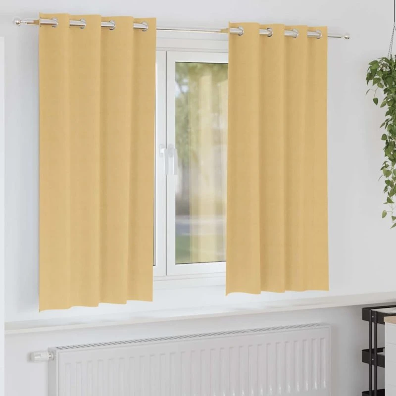vidaXL Mørklægningsgardiner med Ringe 2 Stk Beige 175 x 140 cm