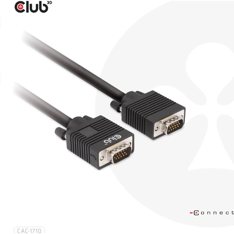 Club 3D VGA-kabel 10 m, 28AWG, sort, afskærmet