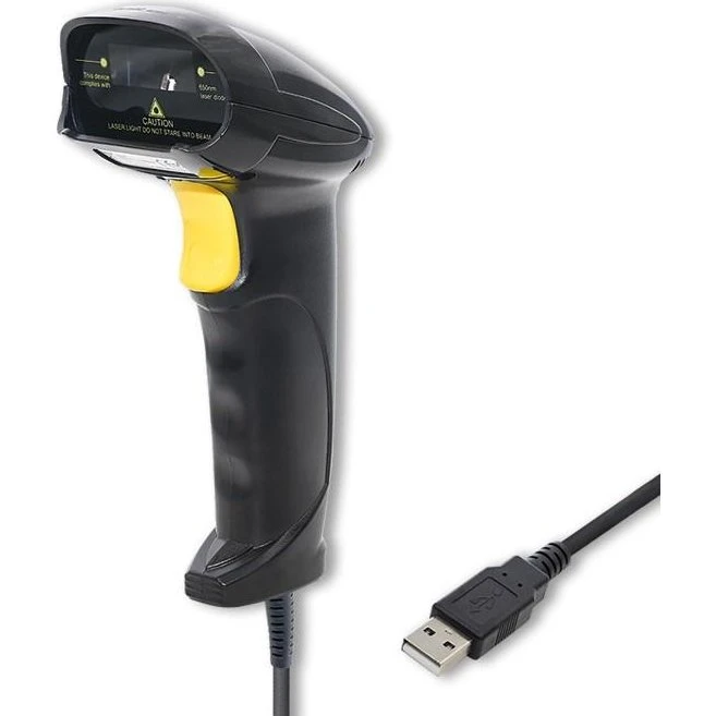 Qoltec 1D Laserstregkodescanner USB, Sort