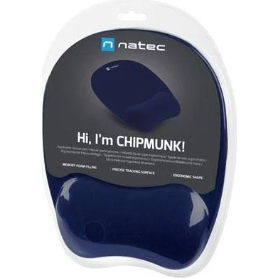 Natec Chipmunk Musemåtte med Håndledsstøtte, Navy Blue, 23 × 20 cm