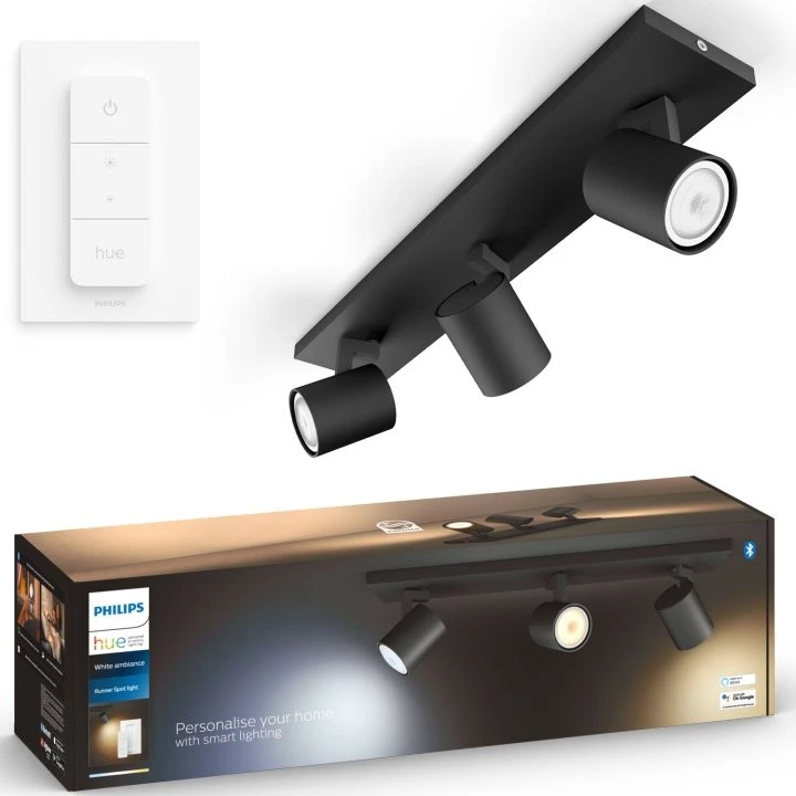 Philips Hue Runner White Ambiance 3 spot Svart