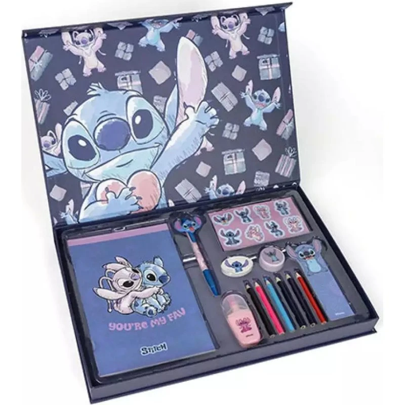 Cerda Lilo & Stitch Skrivesæt 13 Dele med Notesblok, Blyanter og Klistermærker