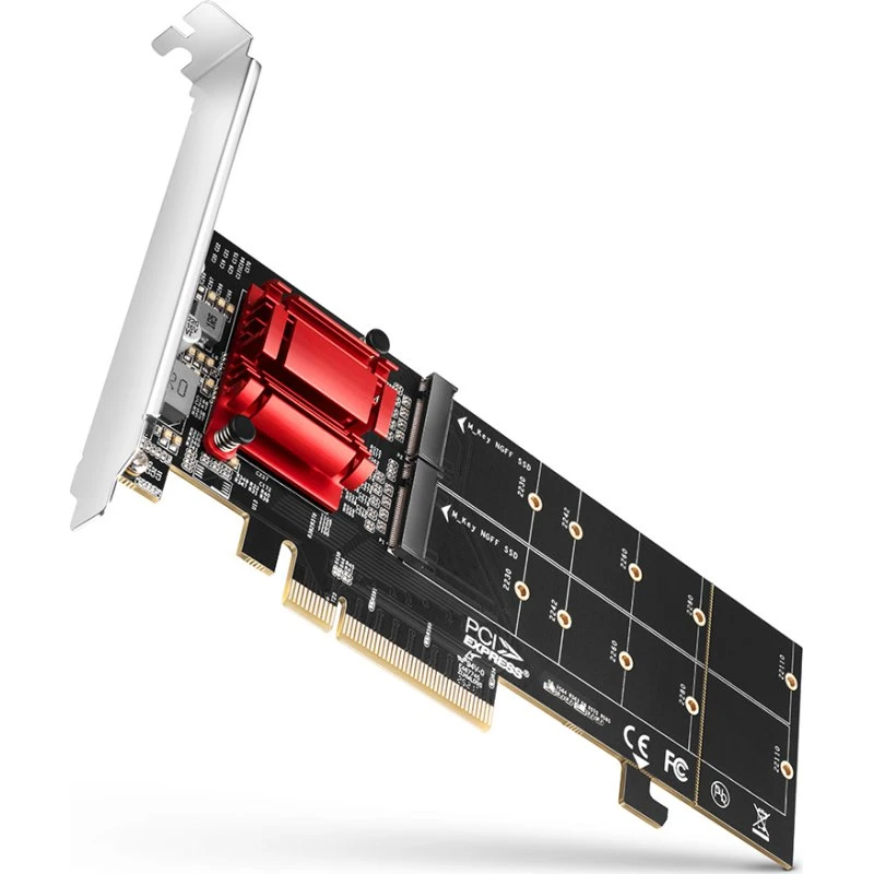 Axagon PCEM2-ND 2x M.2 NVMe PCIe Adapter, Sort