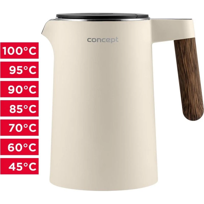 Concept RK3304 Elkedel 1,5 L vanilje med temperaturvalg