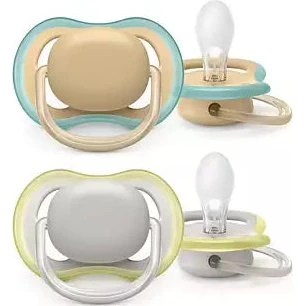 Philips Avent Ultra Air Sut 2-pak 0-6 måneder, Orange/Grå