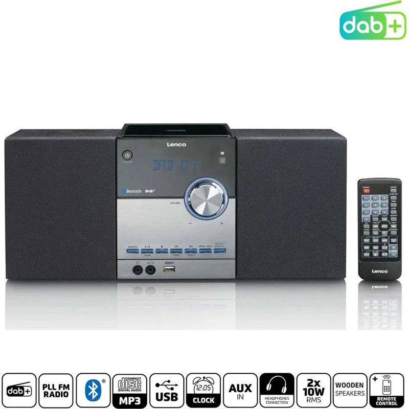 Lenco MC-150 DAB+/FM/CD/Bluetooth & USB-afspiller, Sort