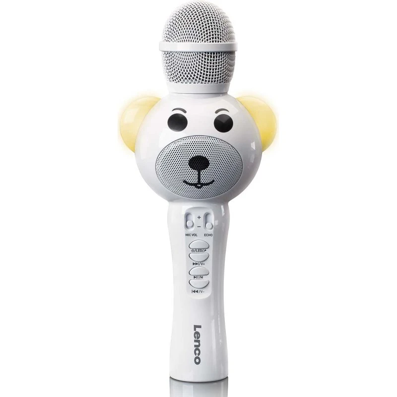 Lenco BMC-060WH Karaokemikrofon med Bluetooth, SD-kort og LED-lys - Hvid