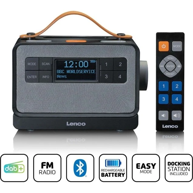 Lenco PDR-065BK Bærbar DAB+ Radio med Bluetooth og Easy Mode, Sort