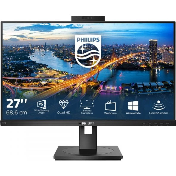 Philips B Line 275B1H 27" QHD IPS-skærm med pop-up-webkamera, 75Hz