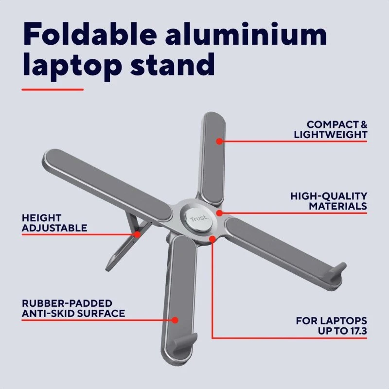 Trust Macy Foldbar Aluminimum Laptop Stander, op til 17,3"