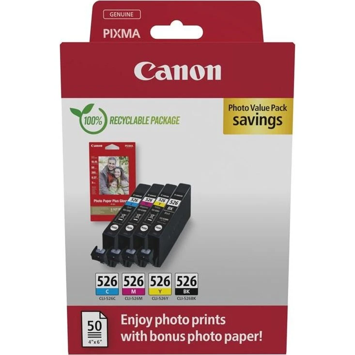 Canon CLI-526 C/M/Y/BK Photo Value Pack, 4 stk.