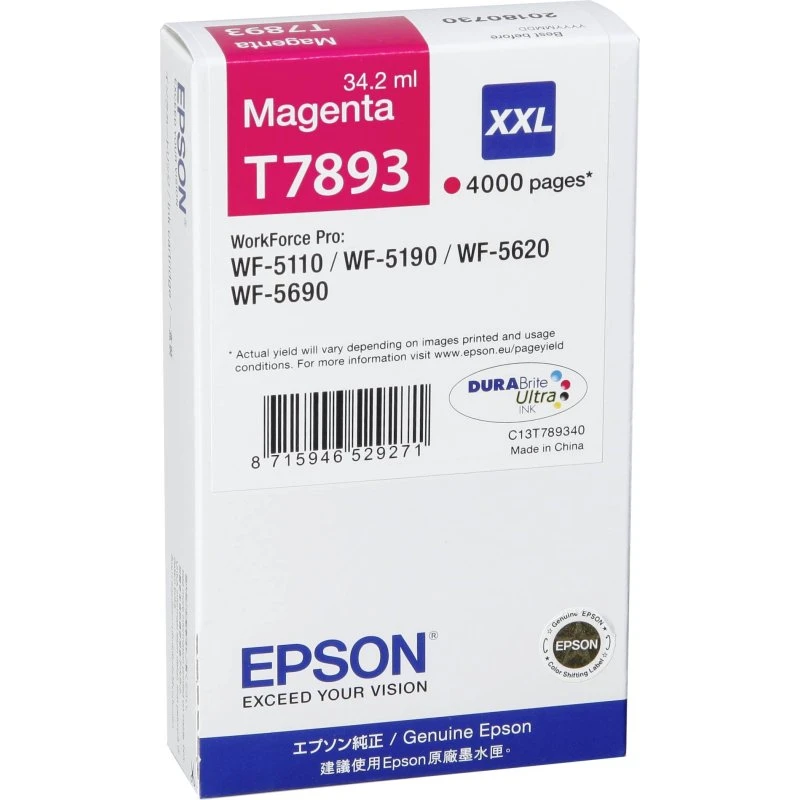 Epson T7893 Magenta XXL Blækpatron (4000 sider)