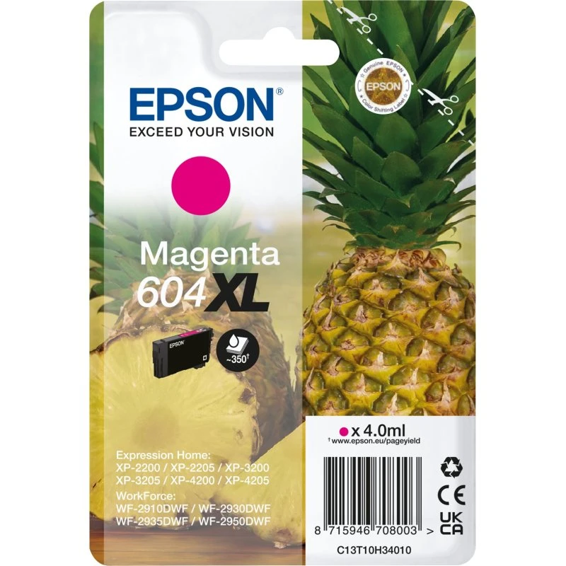 Epson 604XL Magenta XL Blækpatron (Original) - 350 sider