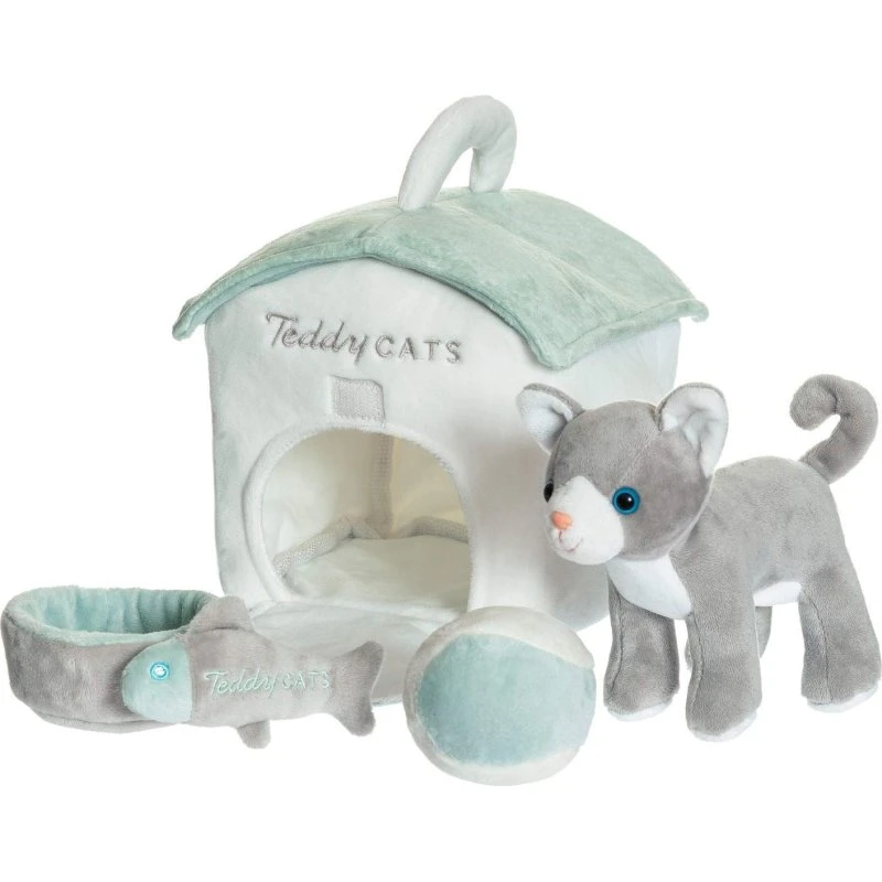Teddykompaniet Teddy Cats Legesæt med plyskat og tilbehør