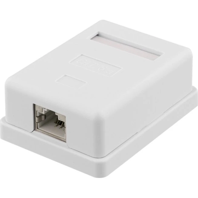 DELTACO CAT6A Shielding Wall Socket, Hvid, Overflade, 1xRJ45