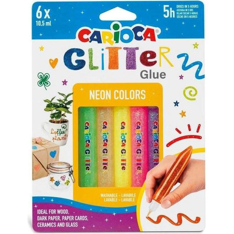 Carioca Neon Glitter Lim 6 Farver 10,5 ml
