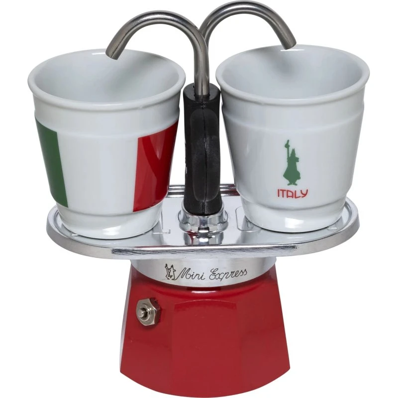 Bialetti Mini Express Italia Espressosæt, 2 Kopper, Rød