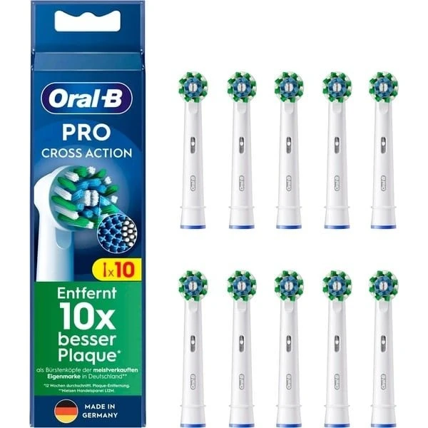 Oral-B Cross Action Tandbørstehoveder 10 stk, Hvid