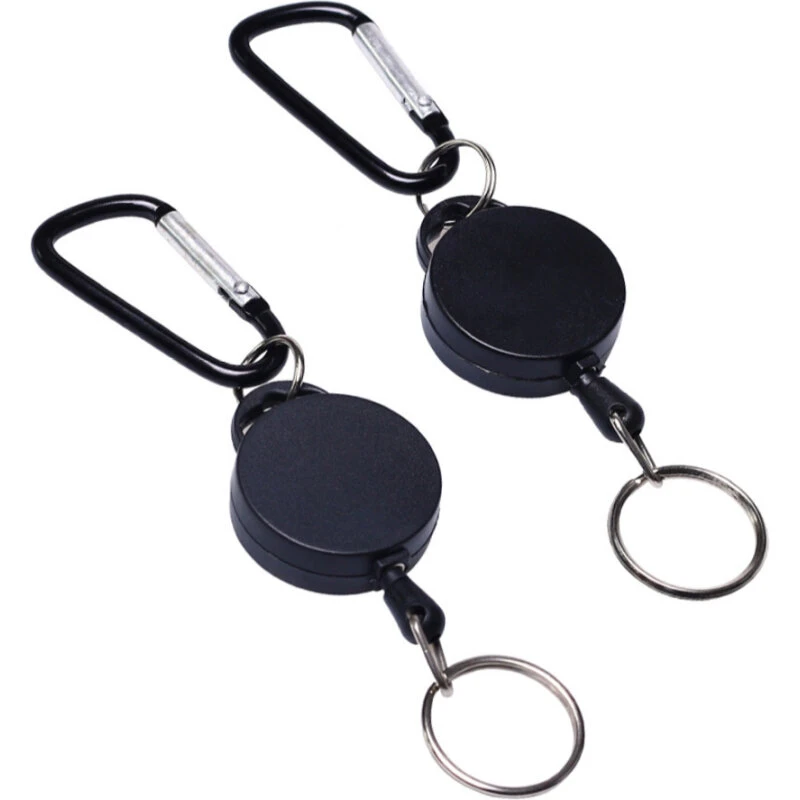 INF 2-pak udtrækbar yo-yo nøglering med karabinhage, sort