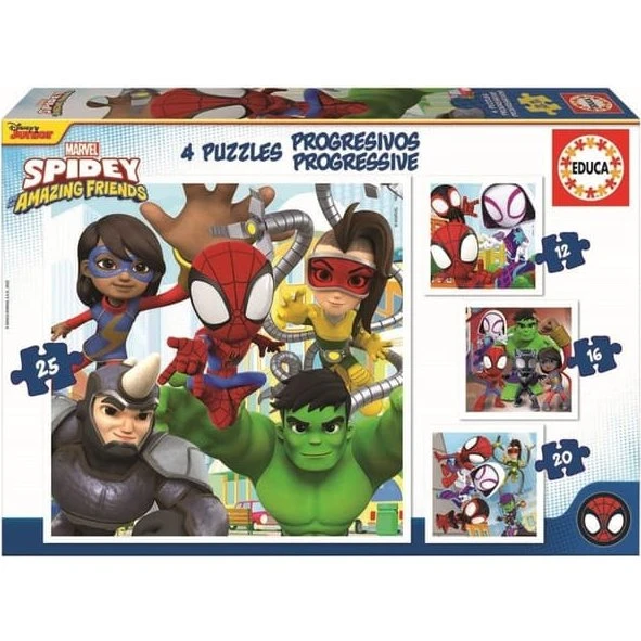 Educa Spidey & Amazing Friends 4-puslespil (12-16-20-25 brikker)
