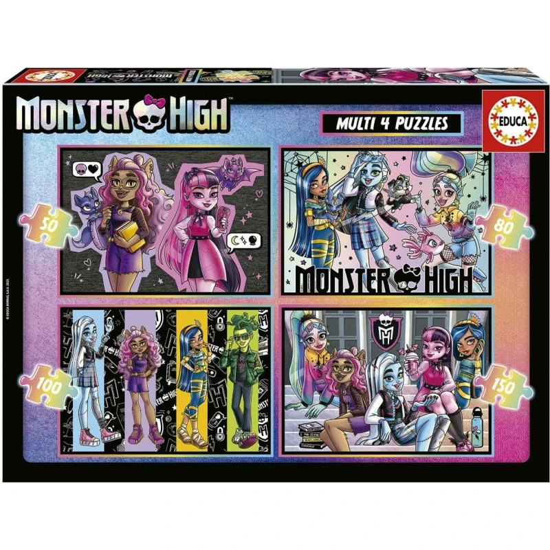 Educa Monster High Multi 4-Puslespil 50/80/100/150 brikker