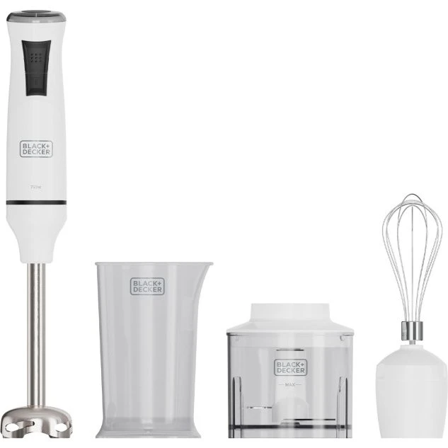 BLACK+DECKER Stavblender 750W Hvid med Tilbehør