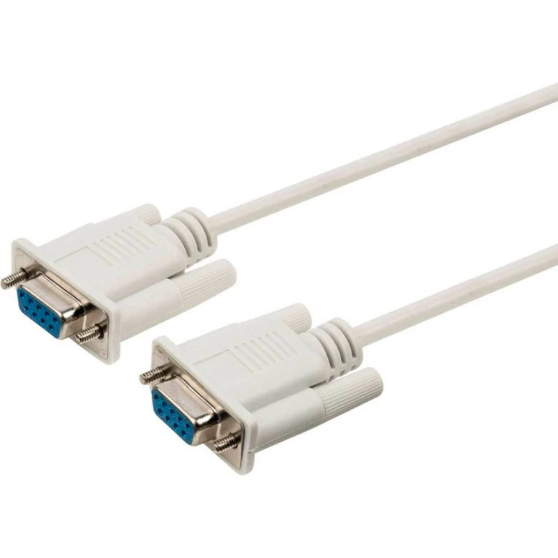 Deltaco Null Modem Kabel DB9 Hun/Hun 3m, Hvid