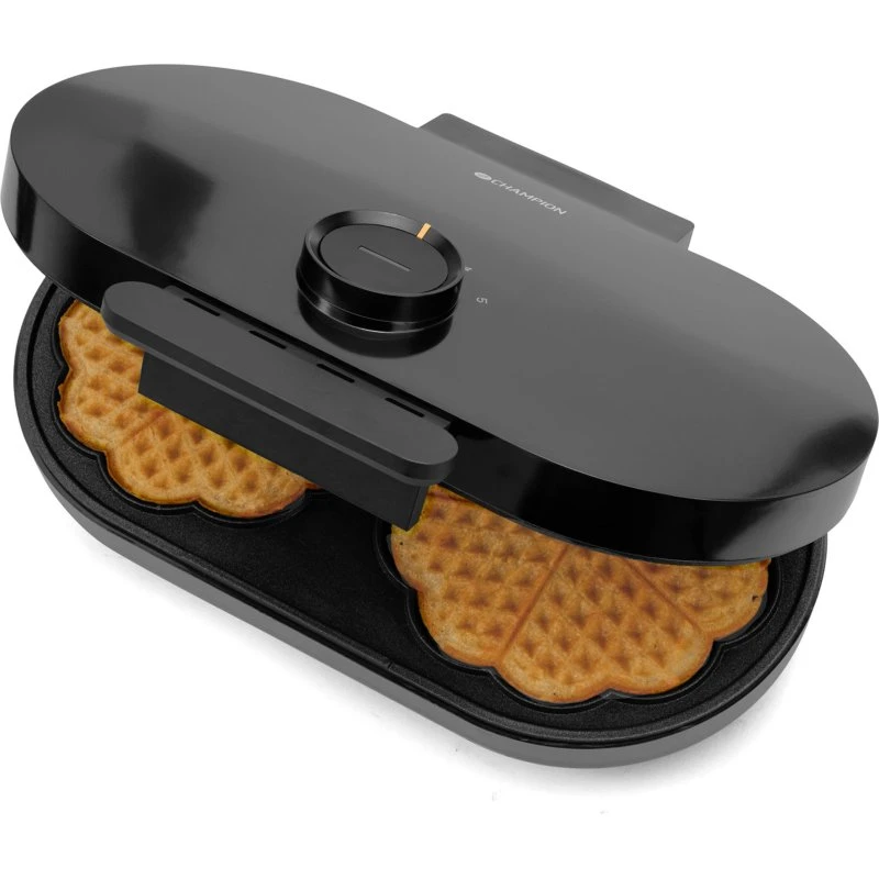 Champion Vaffeljern, 1600W, Hjerteformet, Sort