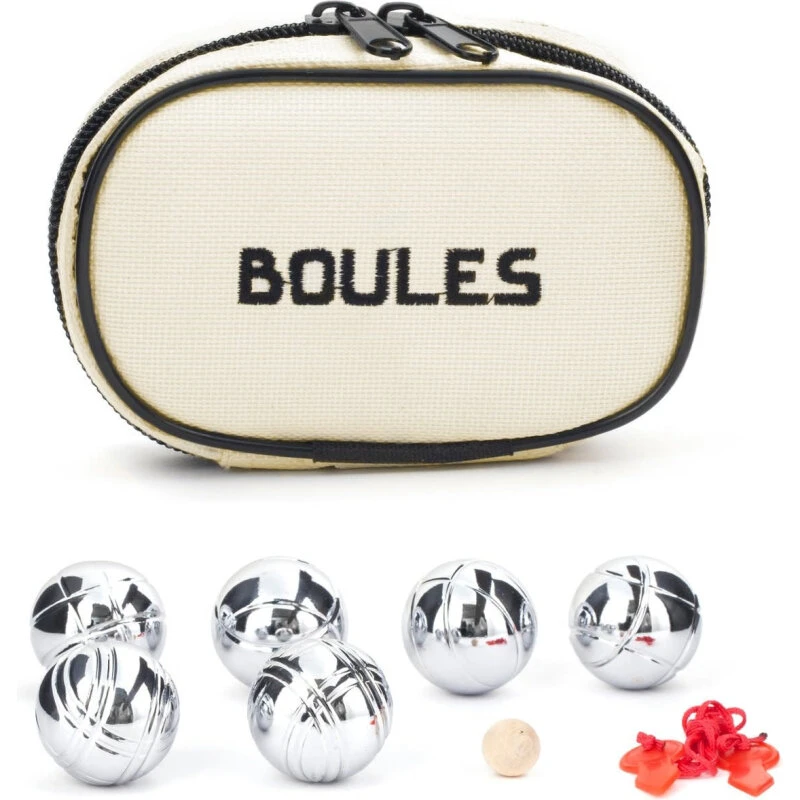 Kikkerland Mini Boules sæt – 6 stålkugler (3,1 cm) + målkugle
