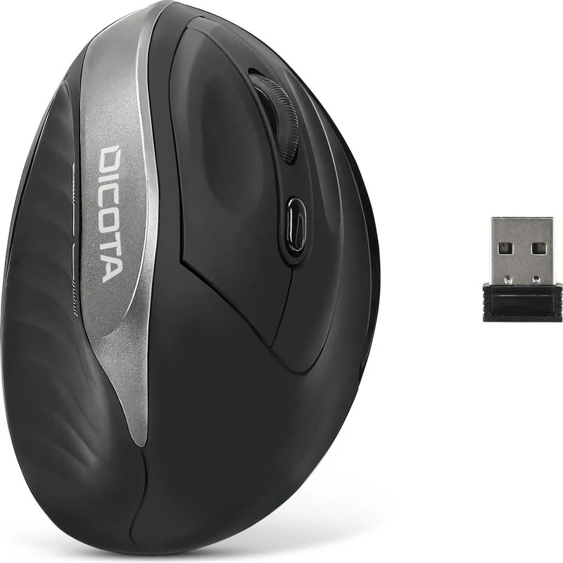 Dicota Relax Trådløs Ergonomisk Mus, Sort, 5 Knapper