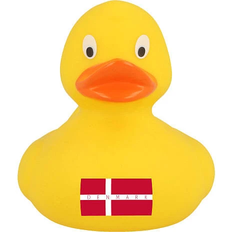 Lilalu badeand gul med dansk flag - fra 0 år