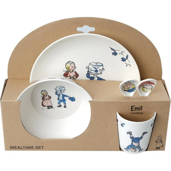 Barbo Toys Emil 100% Melamin 5 stk (tallerken, skål, bæger, 2 skeer)