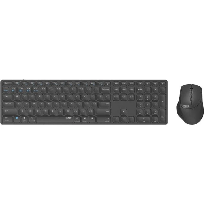 Rapoo 9800M Trådløst Tastatur/Mus Sæt, Mørkegrå, Nordisk