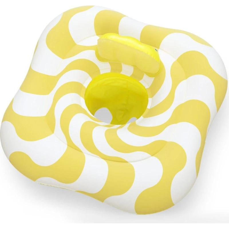 Bestway Swim Seat Comfort Plush Wavy 79x79 cm, Gul/Hvid, 1-2 år