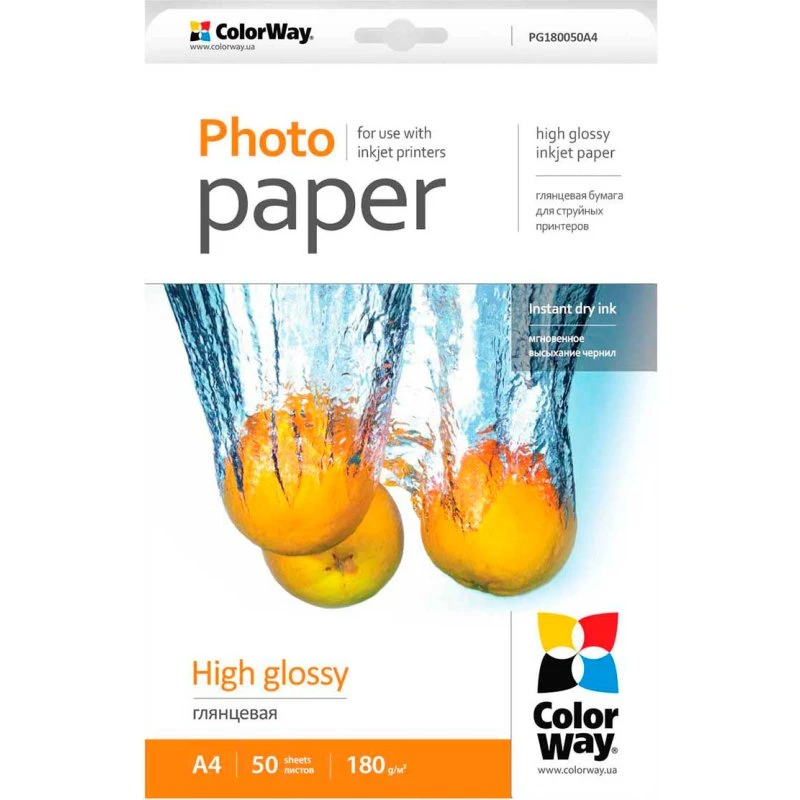 ColorWay High Glossy Fotopapir A4 180 g/m² 50 ark